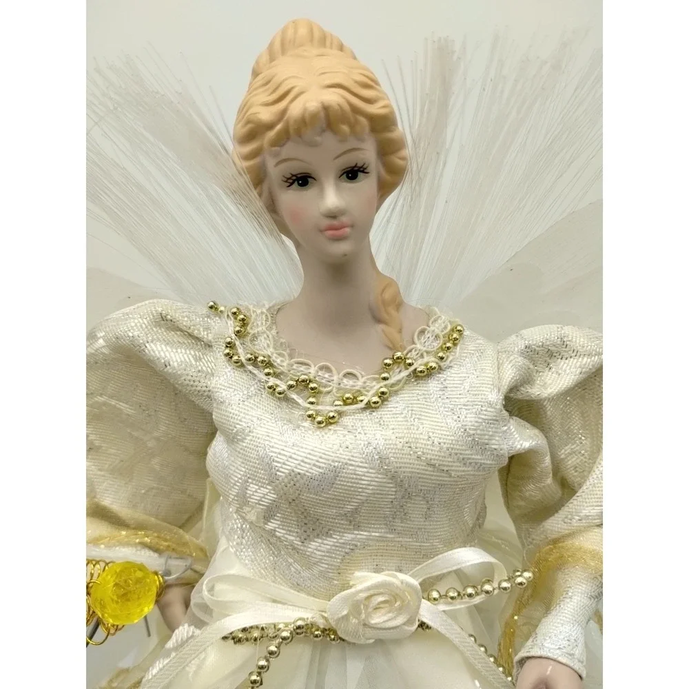 Beautiful Fiber Optic Lighted Christmas Angel Tree Topper 13 Inches